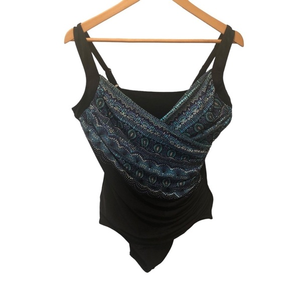 Miraclesuit Rockin Moroccan It’s A Wrap 1 Piece Slimming Underwire Swimsuit 18W - Picture 2 of 5